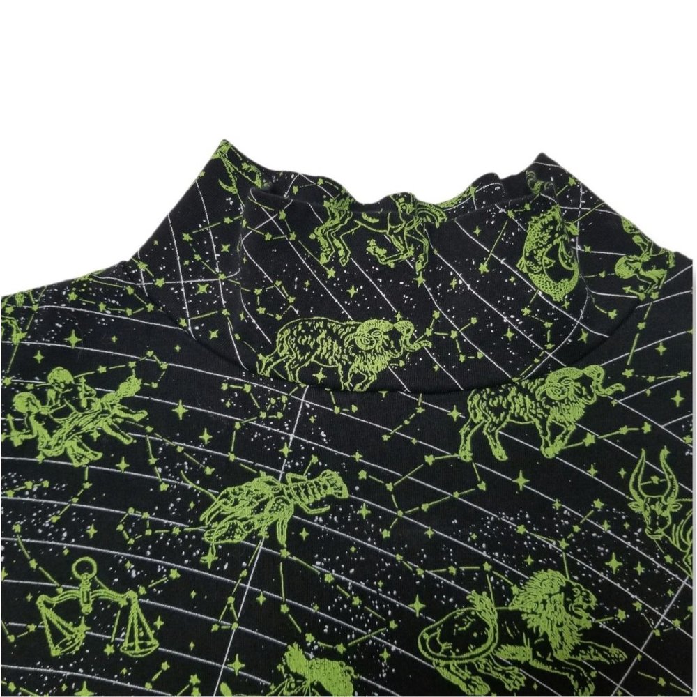 Dolls Kill Horoscopez Constellation Mini Dress Short Sleeve Mock Neck Zodiac - Picture 6 of 9